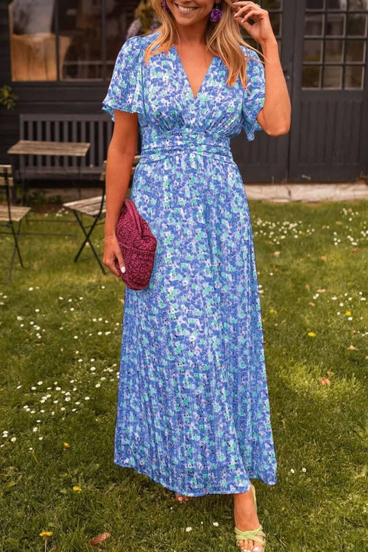 Winnie Flower Maxi Dress - Blue