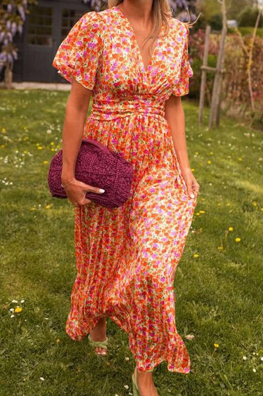 Winnie Flower Maxi Dress - Orange