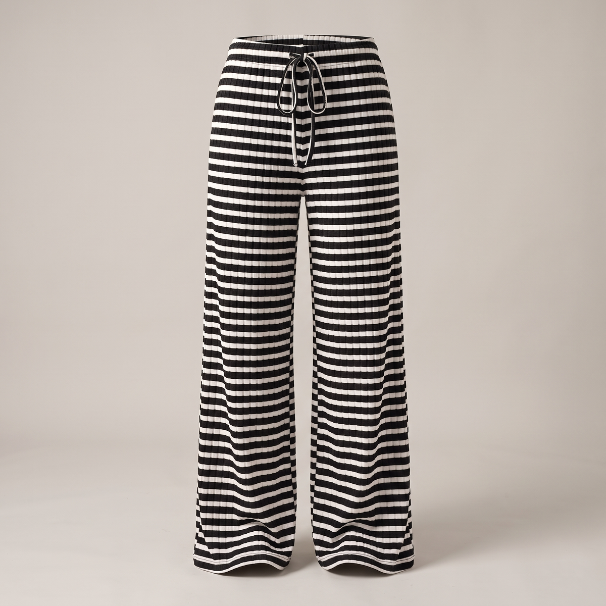 Winnie Relaxed Wide-Leg Pyjama Trousers - White Black Striped
