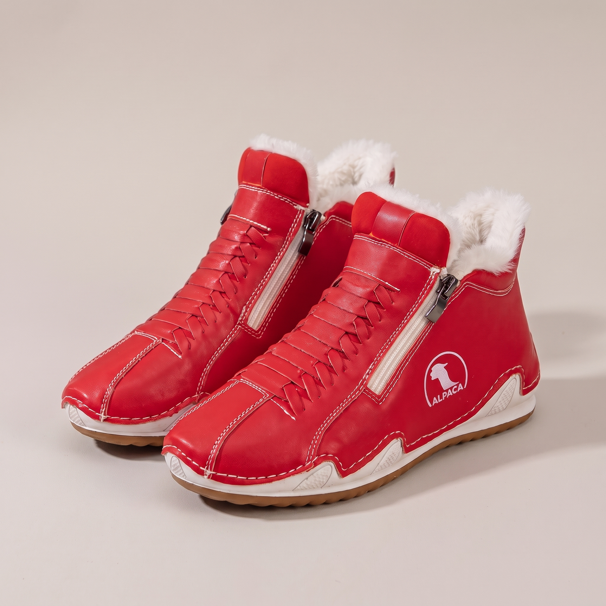 Wintershield Faux Fur-Lined Boots - Red