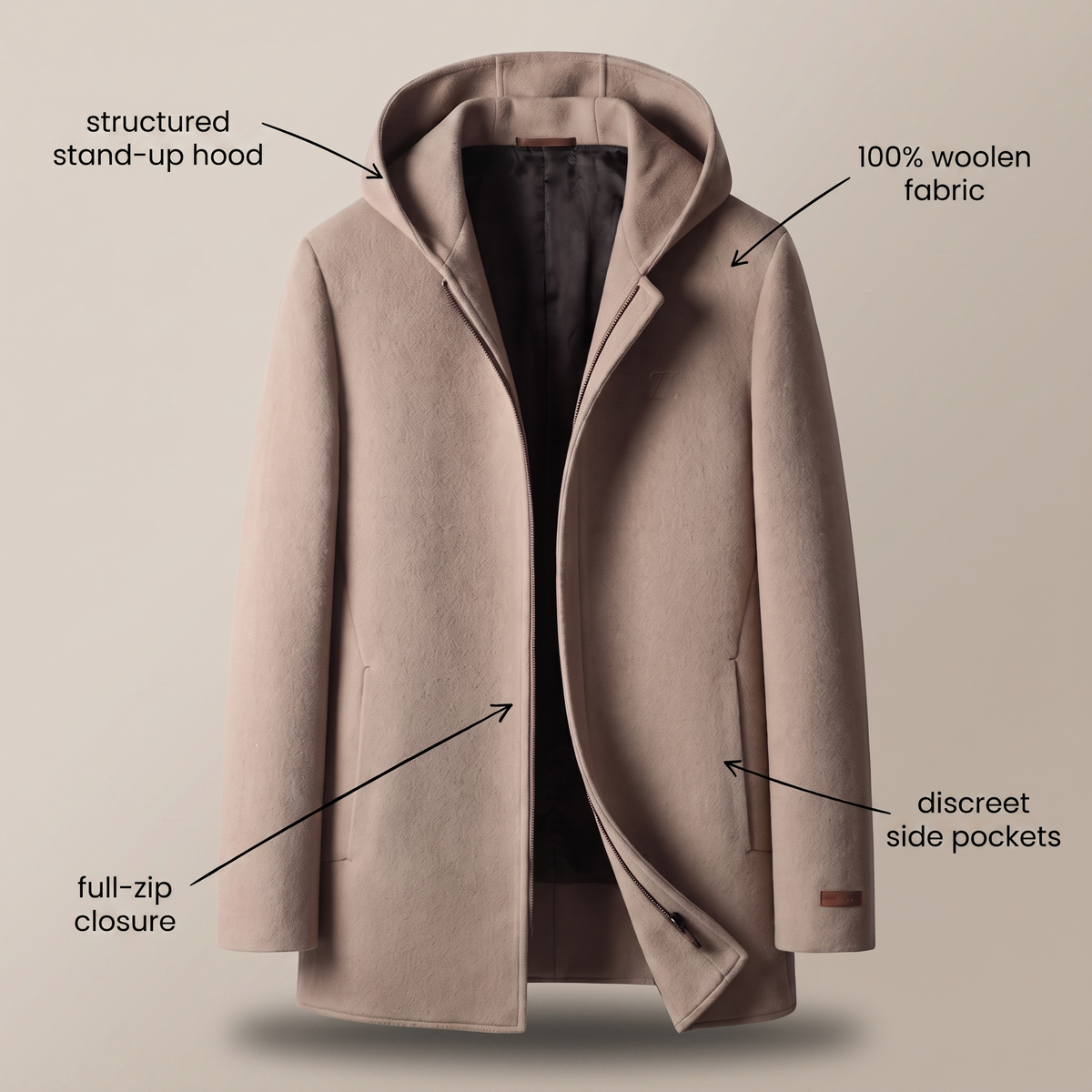 Woolen Hooded Coat