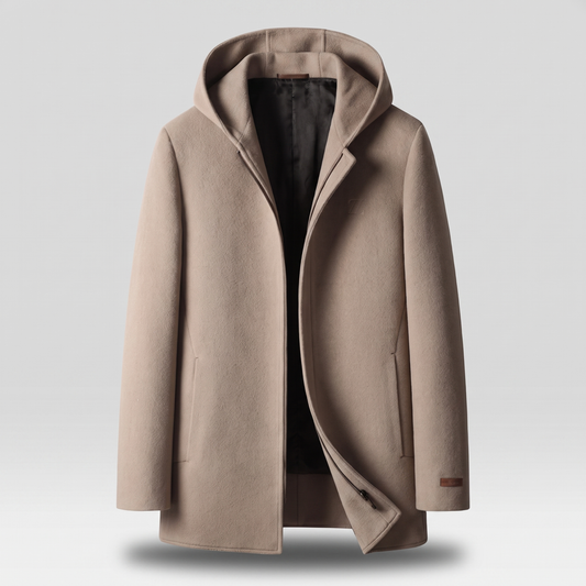 Woolen Hooded Coat - Brown