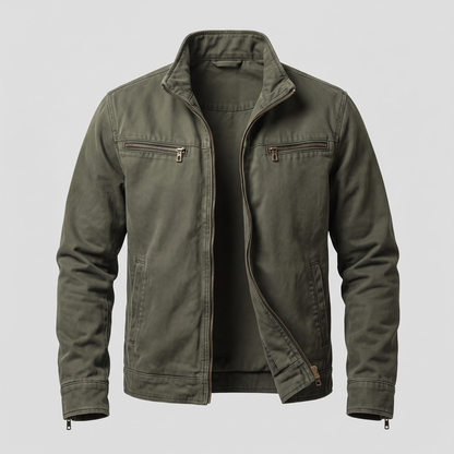 Zip Pocket Casual Jacket - Olive Green
