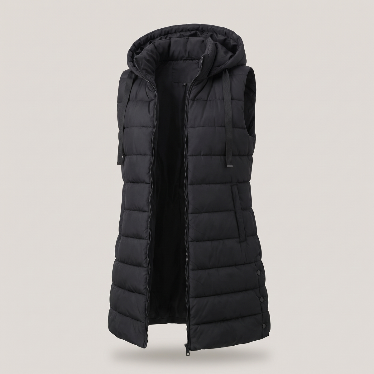 Zyric Long Puffer Vest - Black