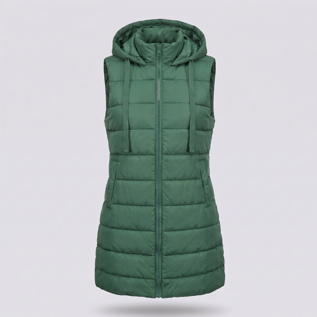 Zyric Long Puffer Vest - Green