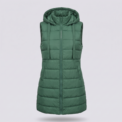 Zyric Long Puffer Vest - Green