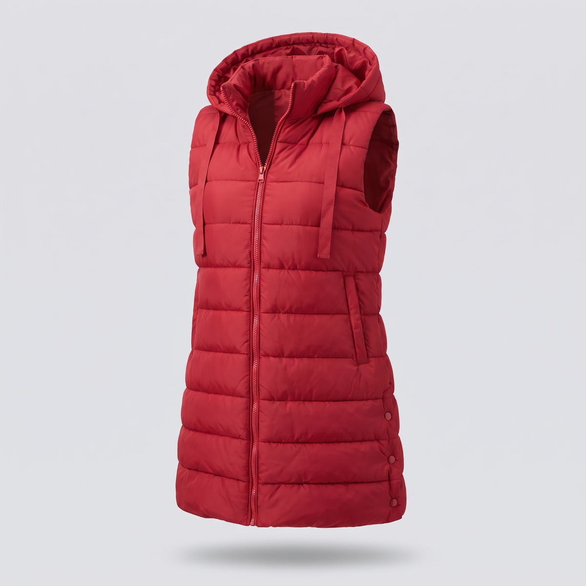 Zyric Long Puffer Vest - Red