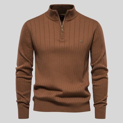 Zyric Zip-Up Jumper - Brown
